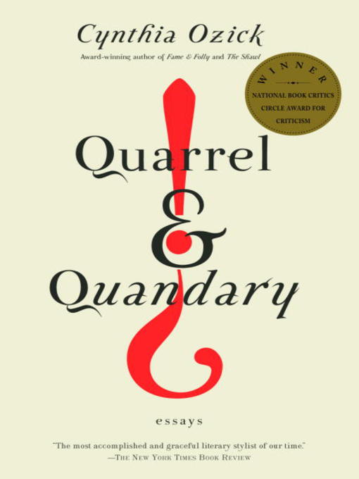 Title details for Quarrel & Quandary by Cynthia Ozick - Wait list